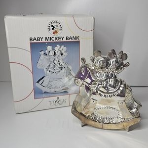 Silverplated Disney Mickey and Minnie Piggy Bank